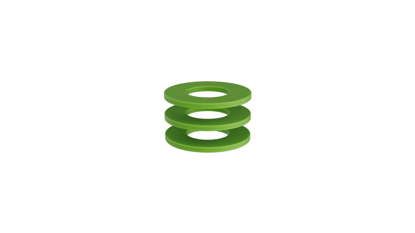 Green sealing ring in a pack of 3